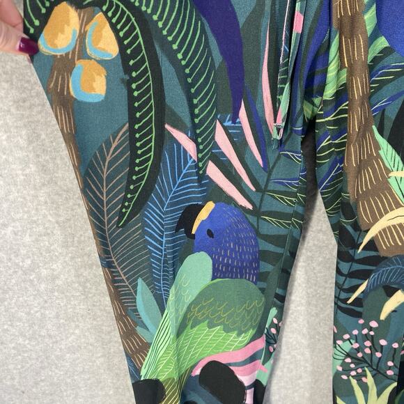 🌴 Farm Rio Womens Small Green Embroidered Drawstring Pants 🌴 - Picture 4 of 11